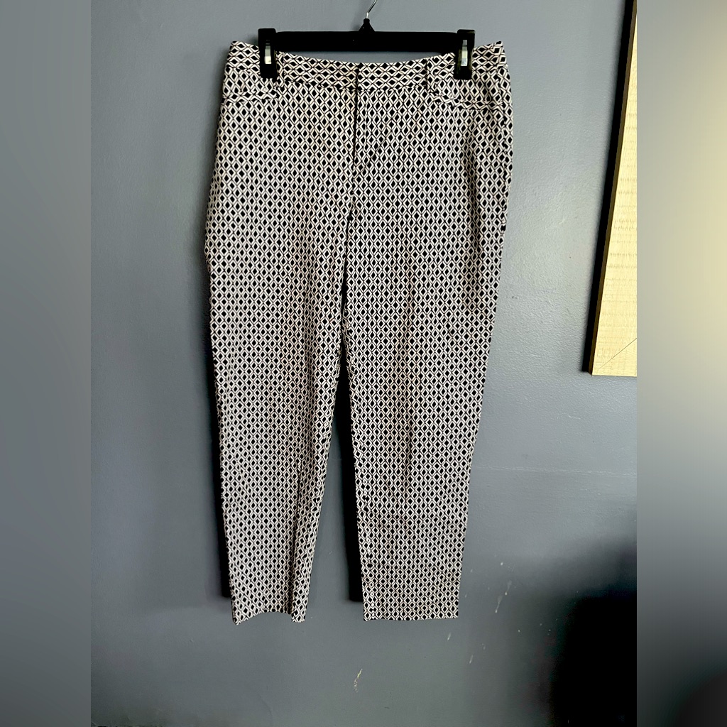 Rod  Ali Size 6 The Signature Fit Pant Black White Diamond Print Preowned